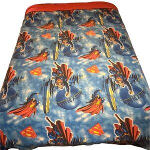 VINTAGE TM & DC Comics Superman Cotton Blend Bedding Flat Sheet Full Size 78x86